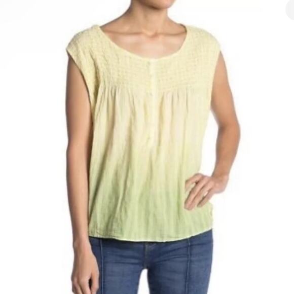 NWT free people little bit of something yellow and green Ombre tank top - Picture 1 of 6